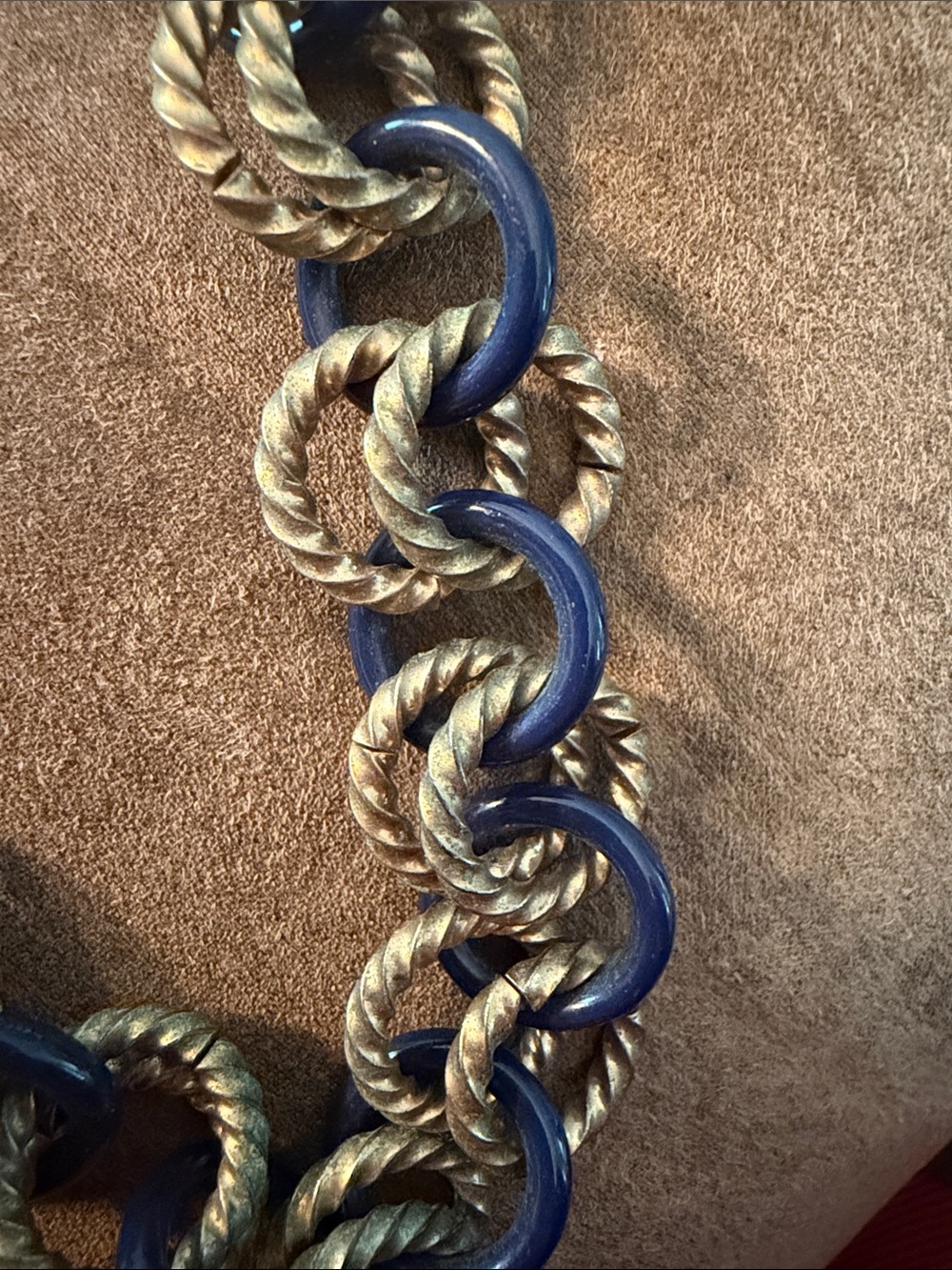 George Gold-Tone and Navy Chain-Link Necklace - Women Jewelry - Picture 2 of 4